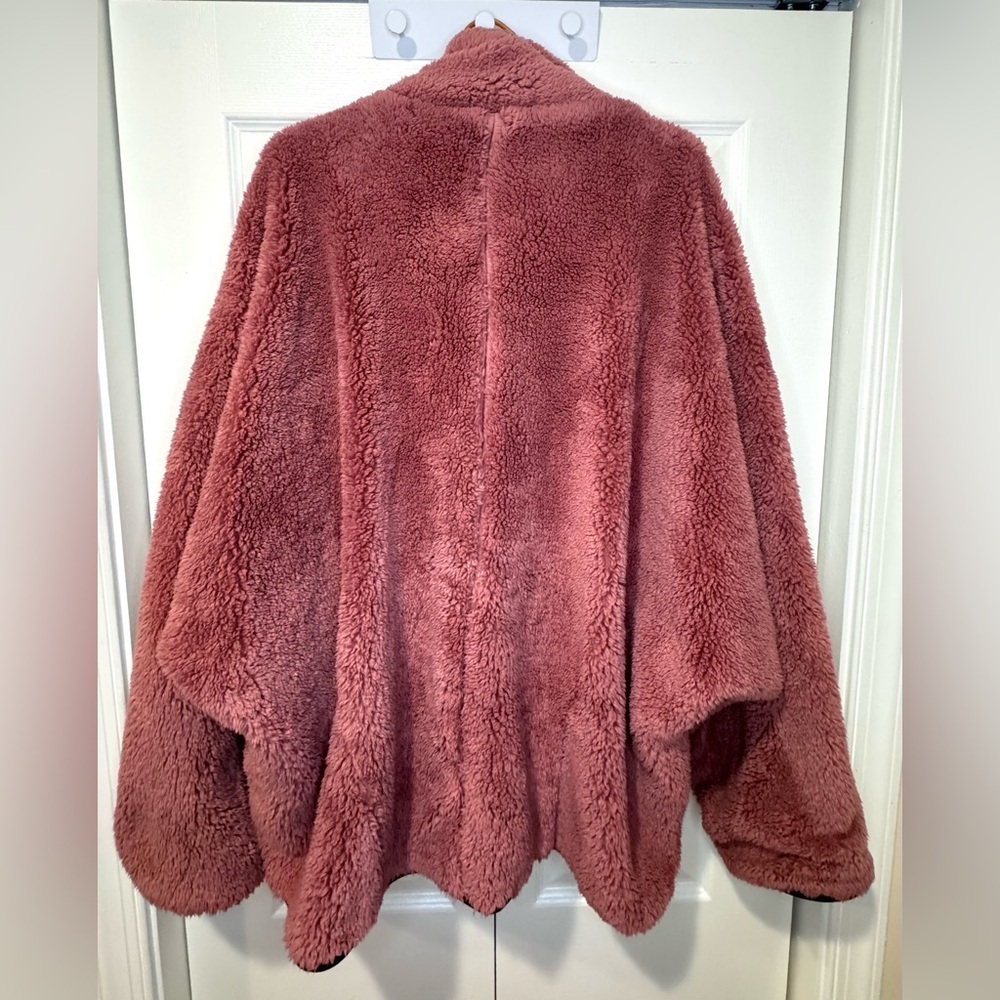 Free People Junie Oversized Faux Teddy Jacket Dusty Rose Pink SOLD OUT size XL - Picture 5 of 13